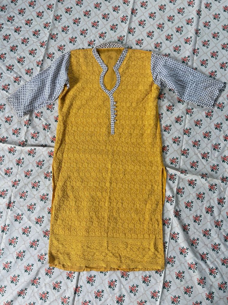 Yellow Chikankari Kurta