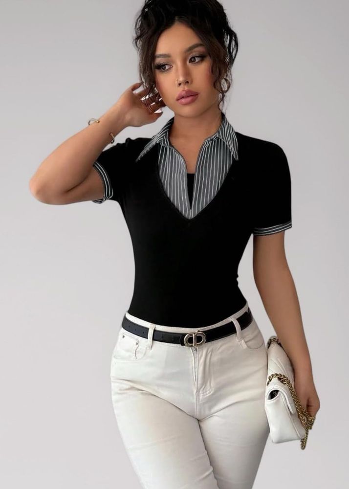 (new with tag) Chic Layered Formal V-Neck Top