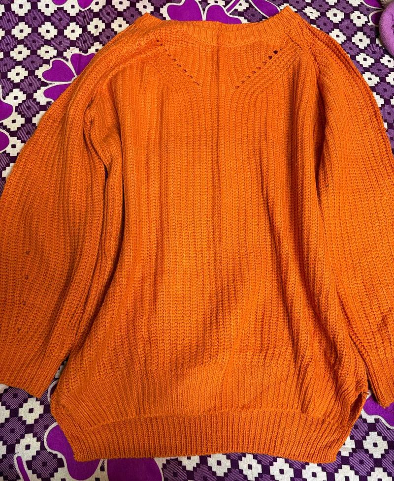 Cozy Orange Knit Sweater