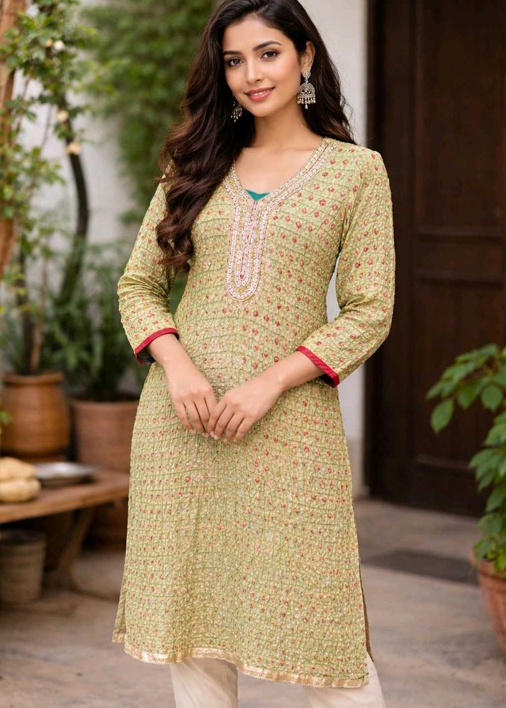 silk bhandej Kurta