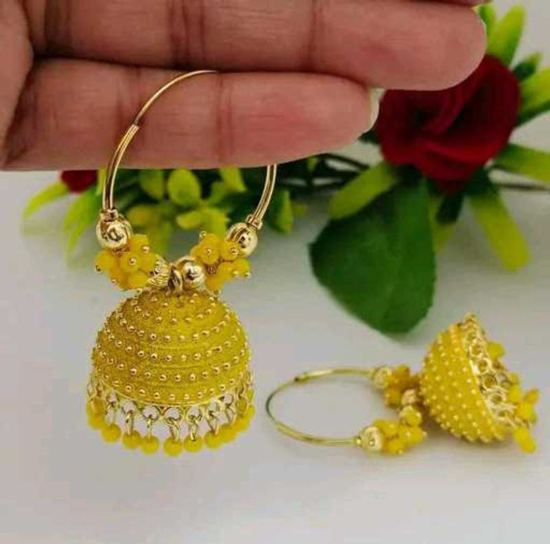 Elegant Yellow Jhumka Earrings