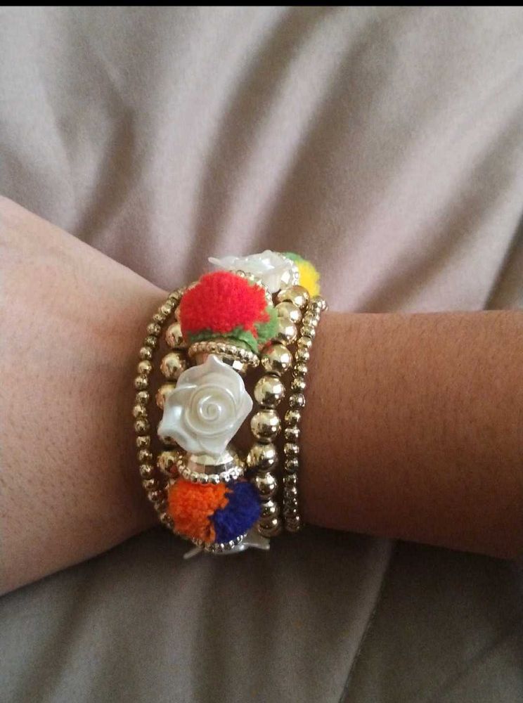 Handmade Pom-Pom Bracelet