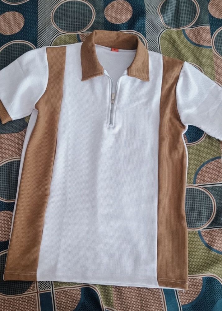 Colorblock Zip Polo T-Shirt