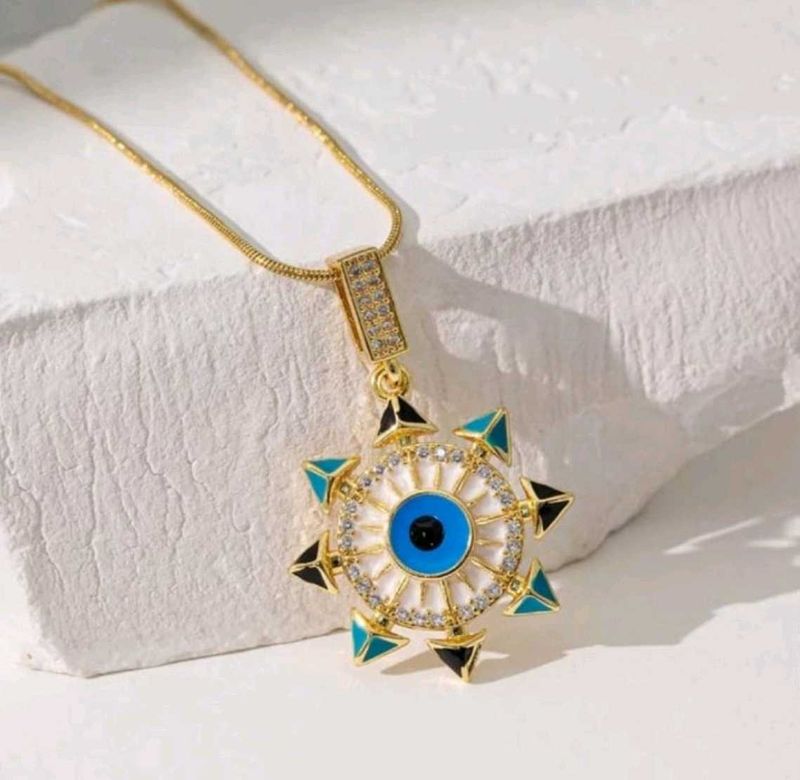 Anti Tarnish Evil Eye Pendant Necklace
