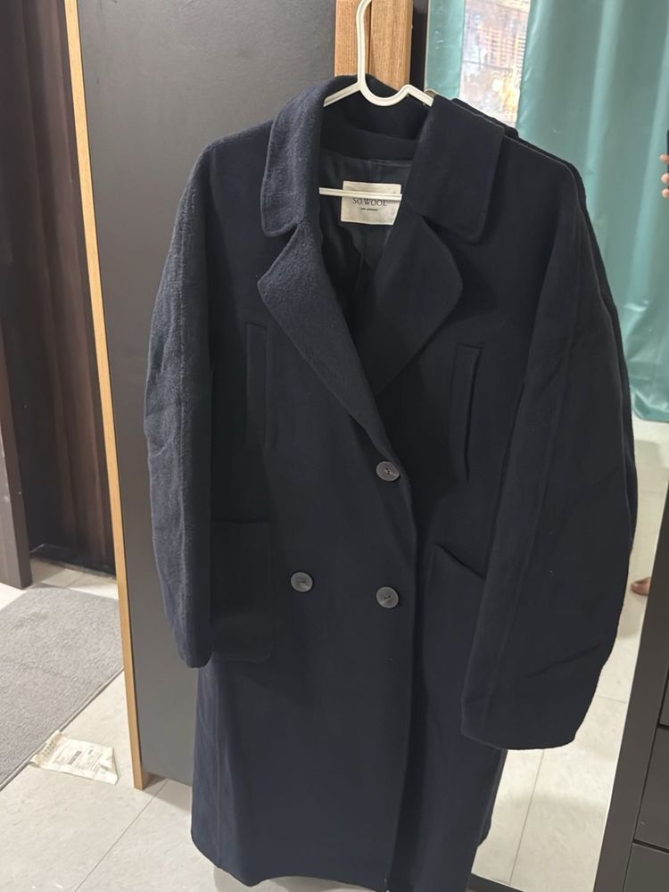 Classic Navy Wool Blend Coat (From Himachal)