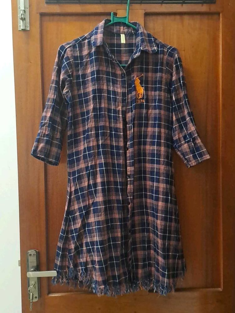 Plaid Button-Down Shirt Dress