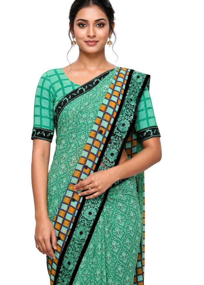 Elegant Green Printed Saree