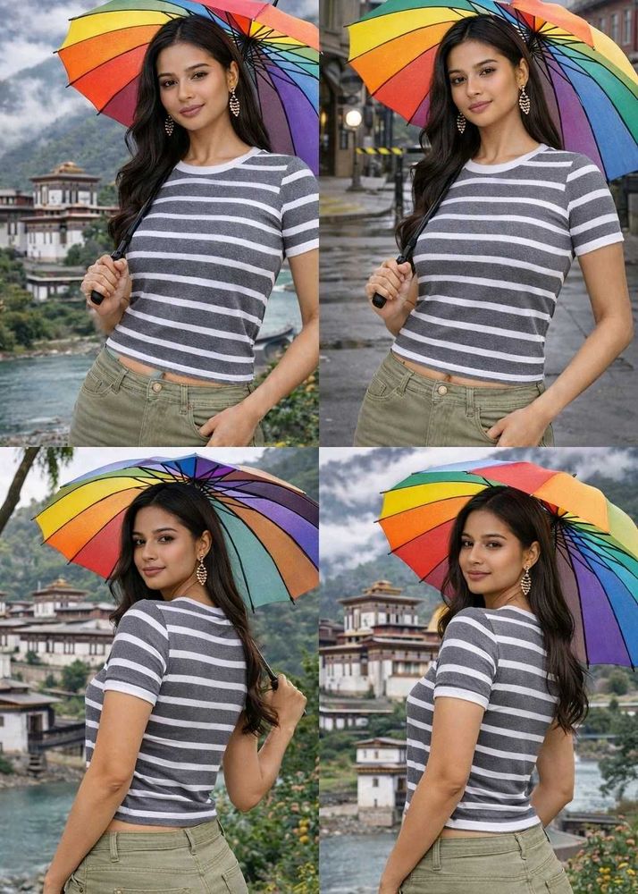 Chic Striped Cropped T-Shirt