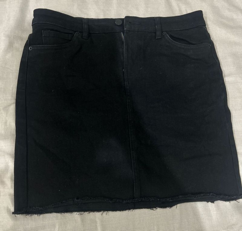 Black Denim Mini Skirt
