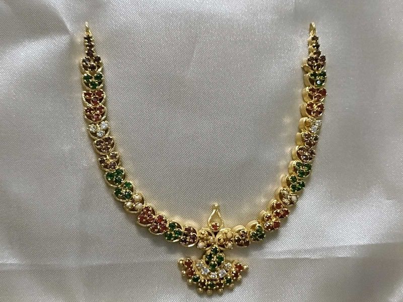 22kt Gold Plated Necklace with Colorful Stones