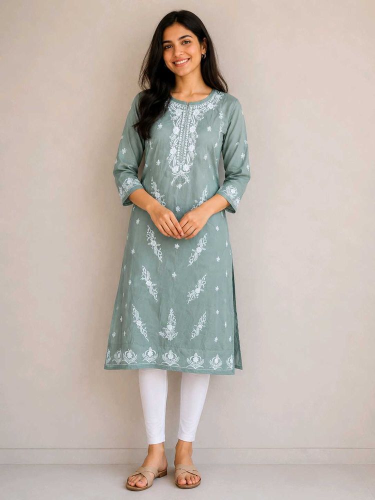 Embroidered Cotton Kurta