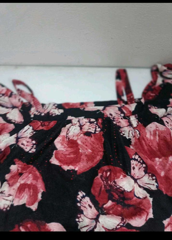 Charming Floral &amp; Butterfly Print Dress