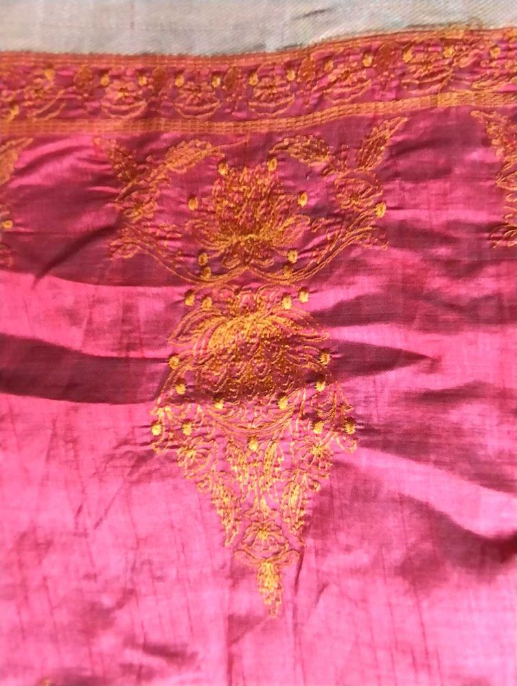 Elegant Embroidered Pinkish red Saree