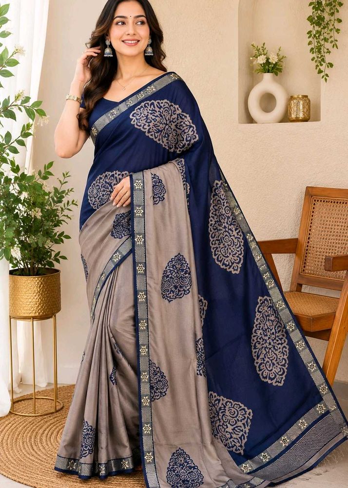 ELEGANT BLUE FLORAL SAREE