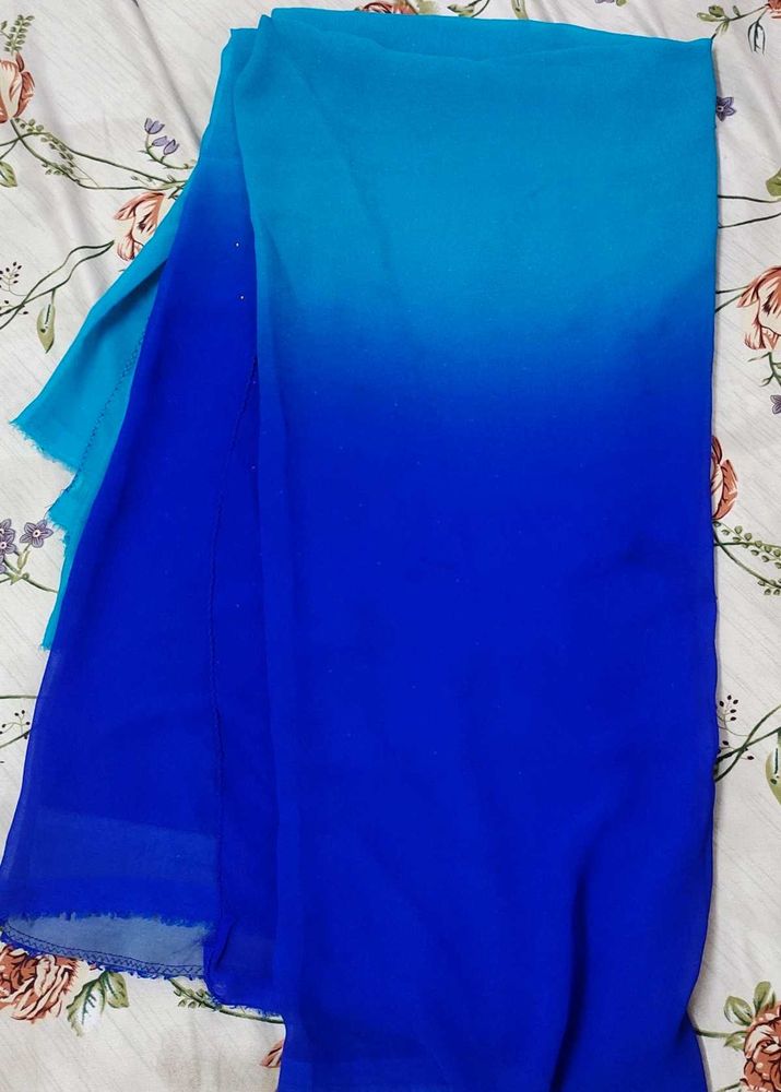 Royal and sky blue Ombre Saree