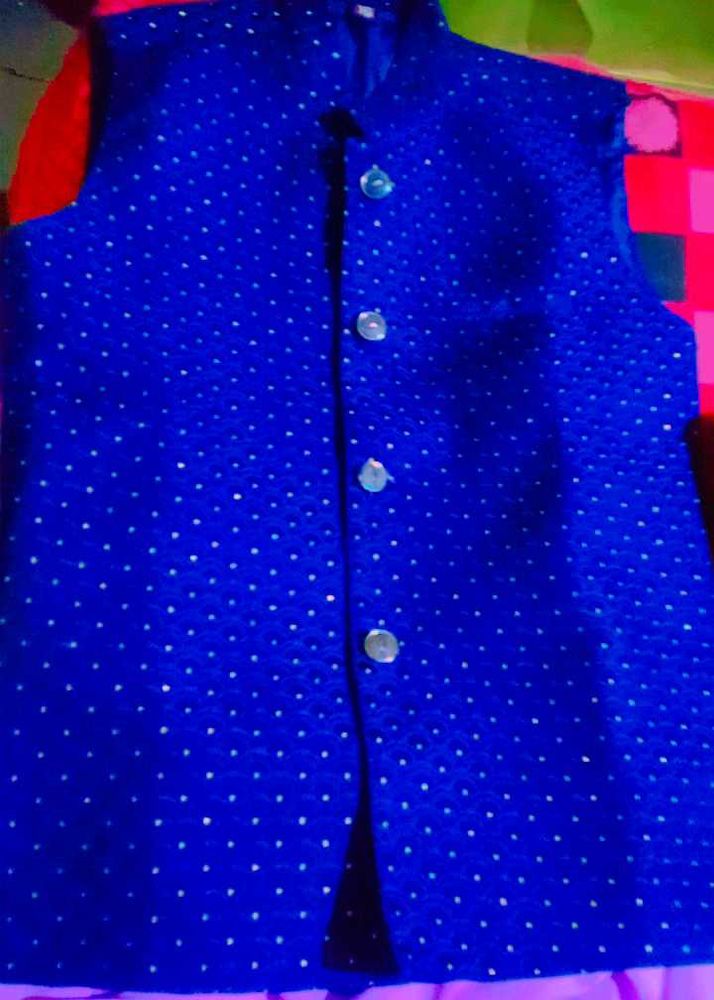 Blue Waistcoat with White Dots