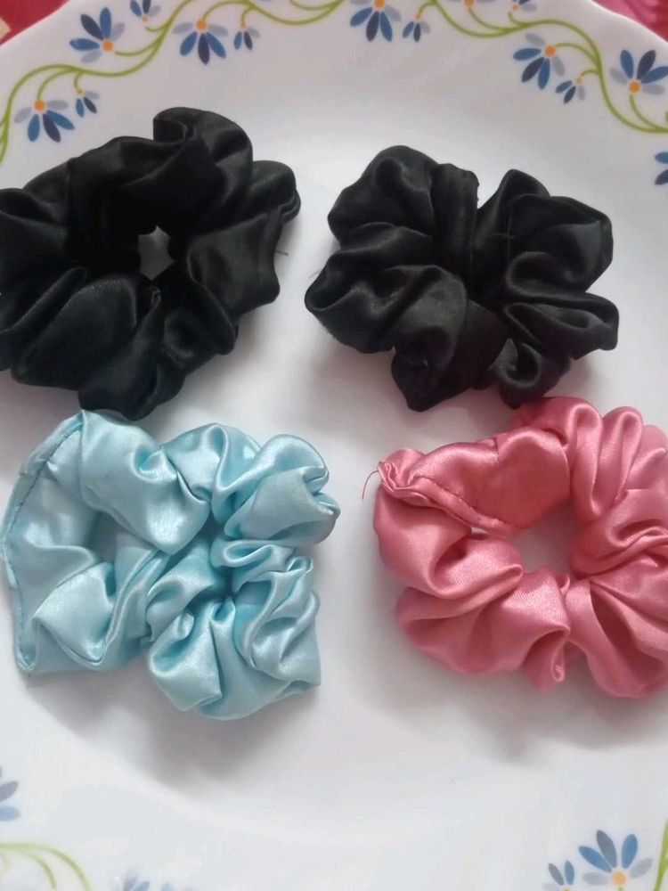 Set of 4 Satin Scrunchies