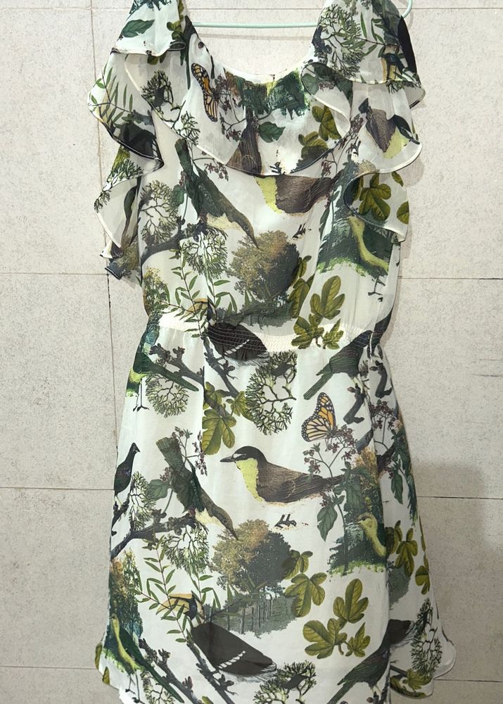 Charming Bird &amp; Butterfly Print Dress