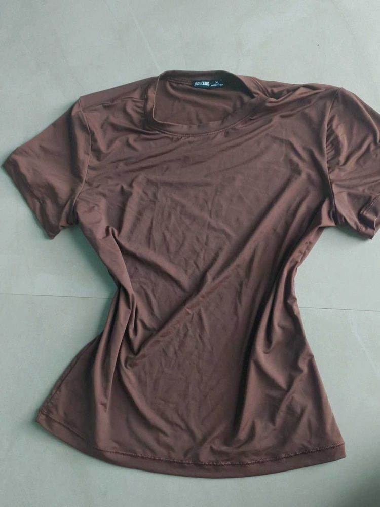 Basic Brown Short-Sleeve Top