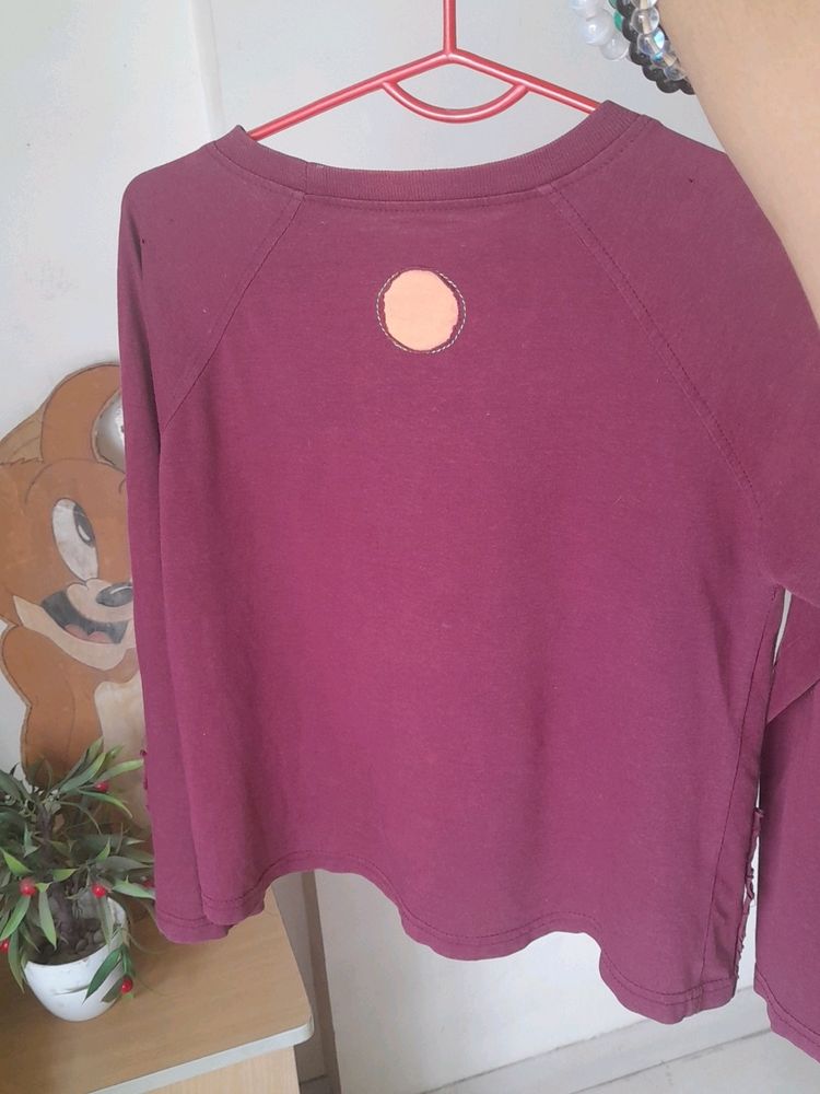 50% Off Today 🌟 Crop Top Soft Maroon Full Sleeve