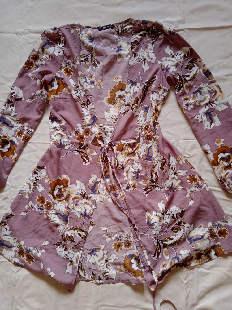 Floral Print Wrap Dress