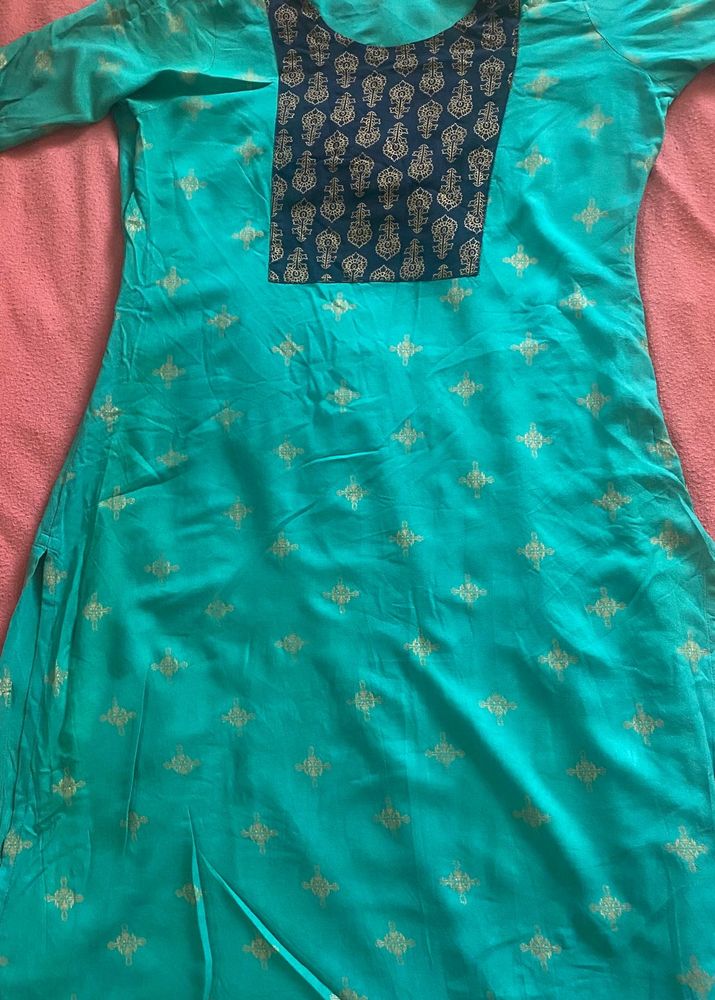 Avaasa Blue Printed Kurta