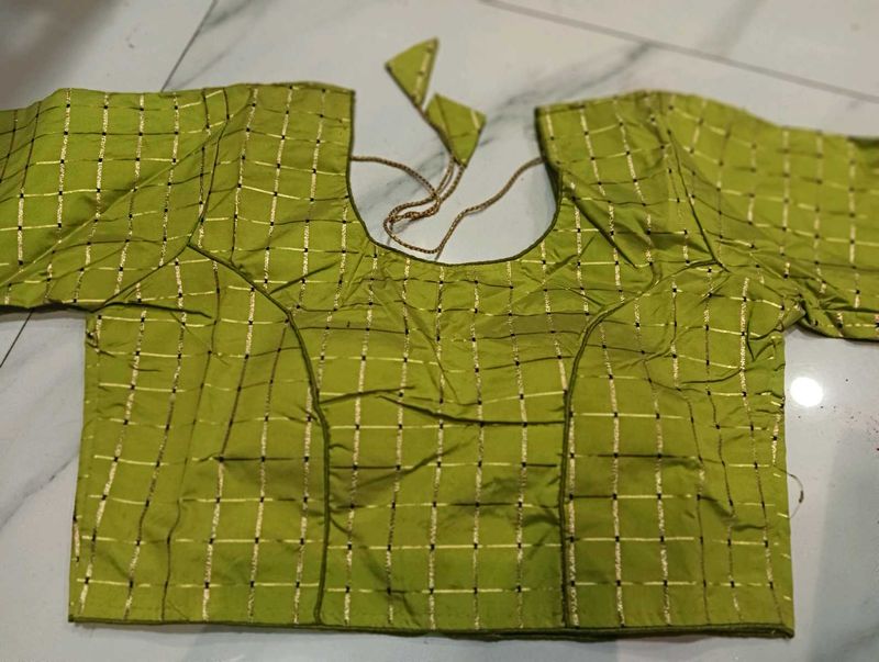 NEW Green Checked Saree Blouse