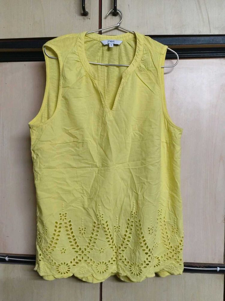 V-Neck Sleeveless Yellow Top