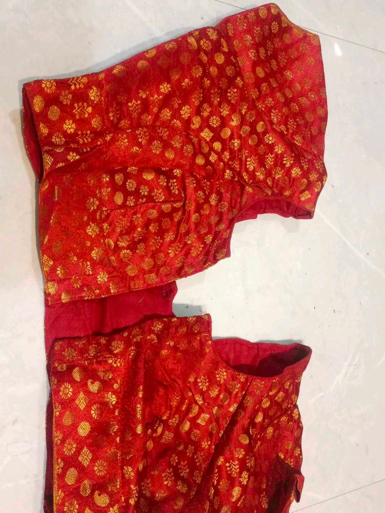 Red Brocade Saree Blouse