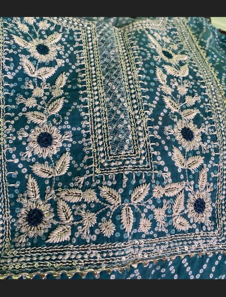 Embroidered Teal Kurta Set
