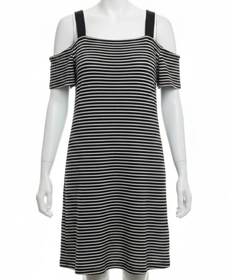 Striped Cold Shoulder Casual Dress