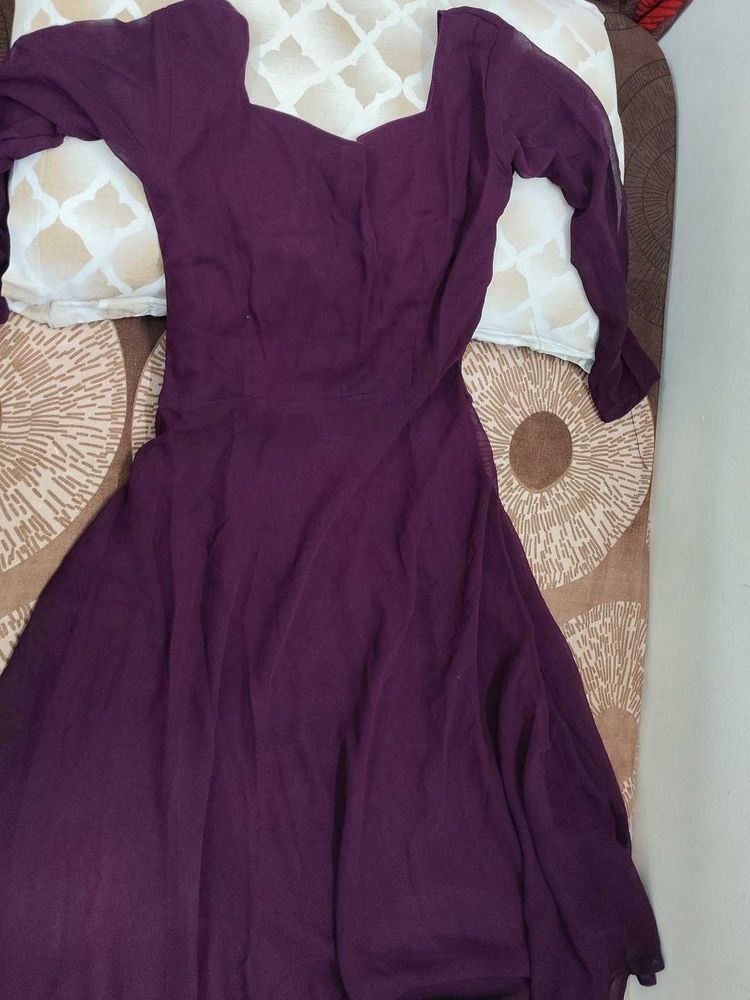 Elegant Purple Long Sleeve Dress