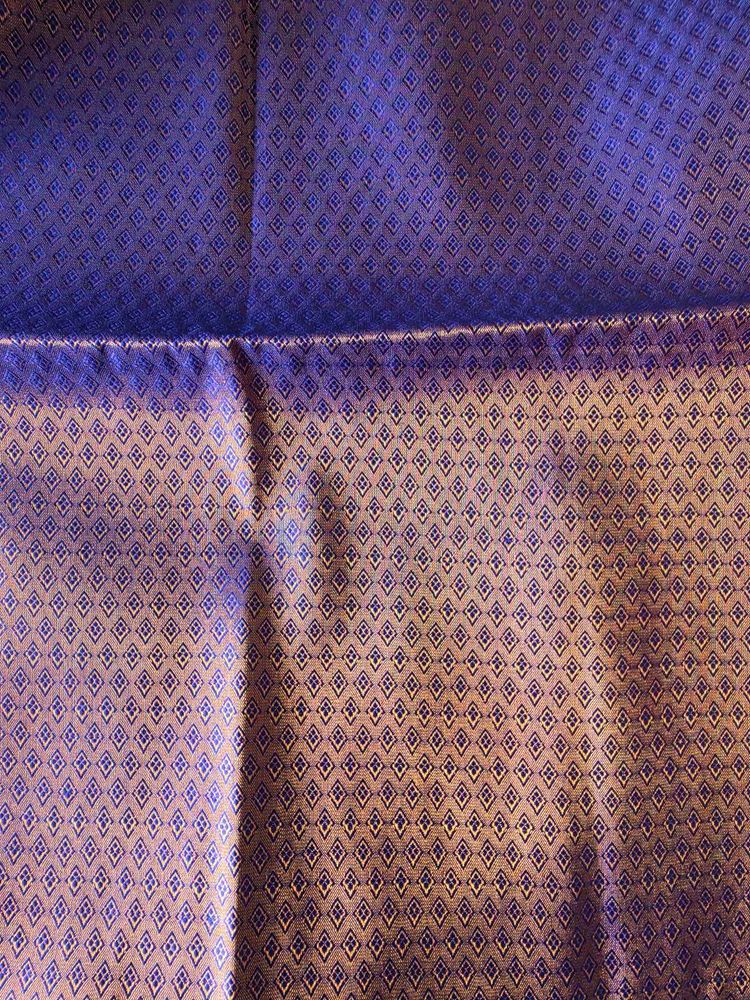 brocade silk blouse dual tone blue gold