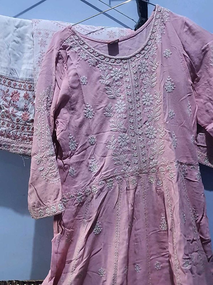 “Umbrella Kurta with Thread Embroidery | Palazzo &amp;