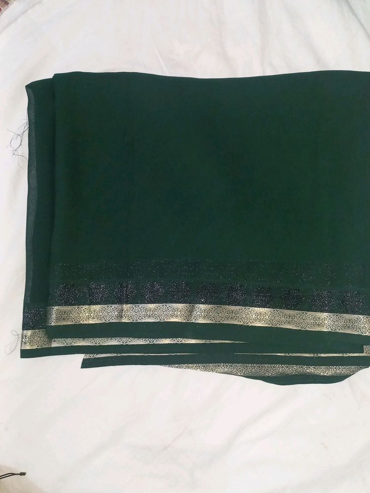 New Bottle Green Colour Plain Standard Saree