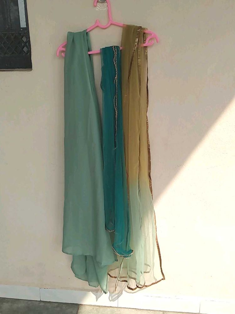 Green dupatta combo of 3