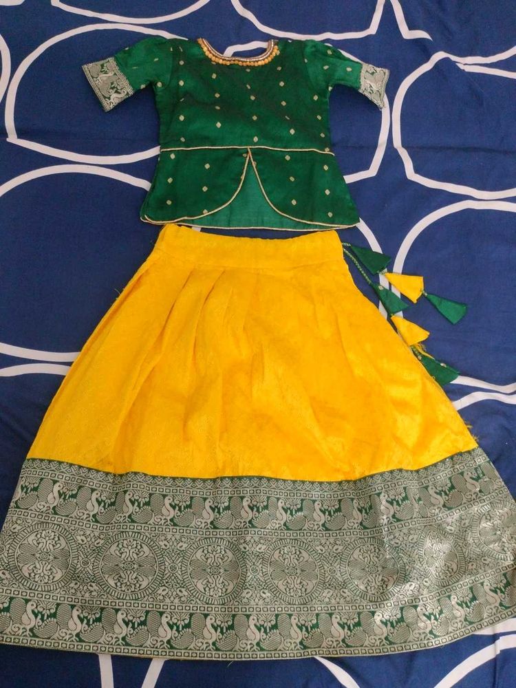 Vibrant Green &amp; Yellow Lehenga Choli