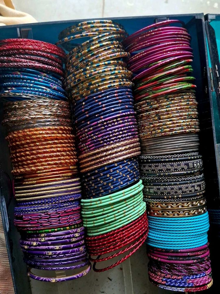 Vibrant Stack of Indian Bangles