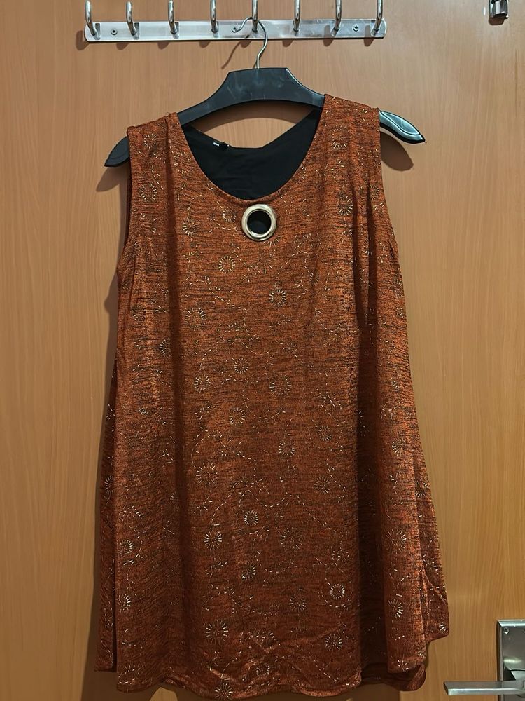 Sparkly Orange Sleeveless Top