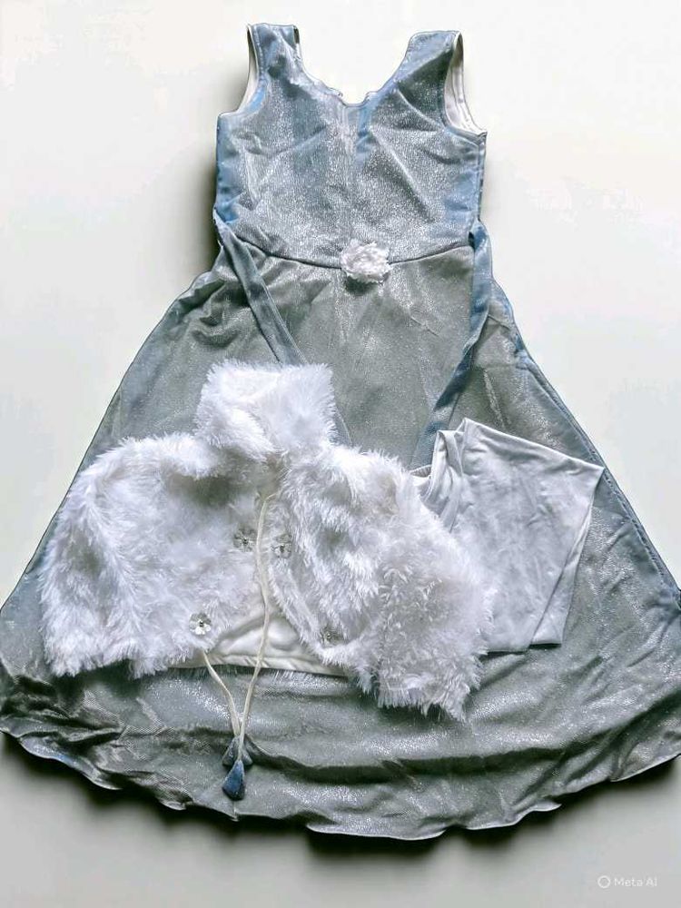 Girl's Silver Dress with Shrug