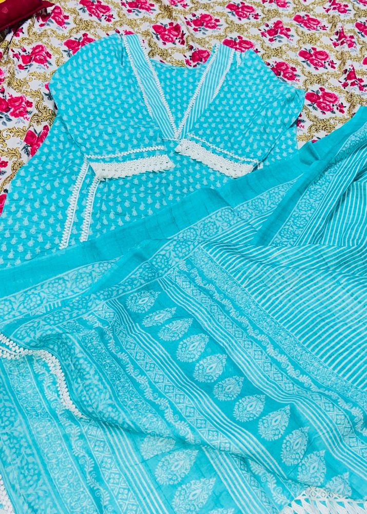 Beautiful Teal Kurta Set with Dupatta