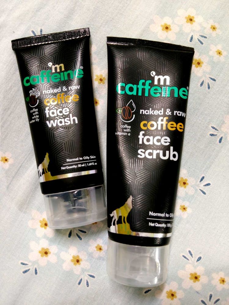 mCaffeine naked n raw Coffee Face Wash &amp; Scrub Set