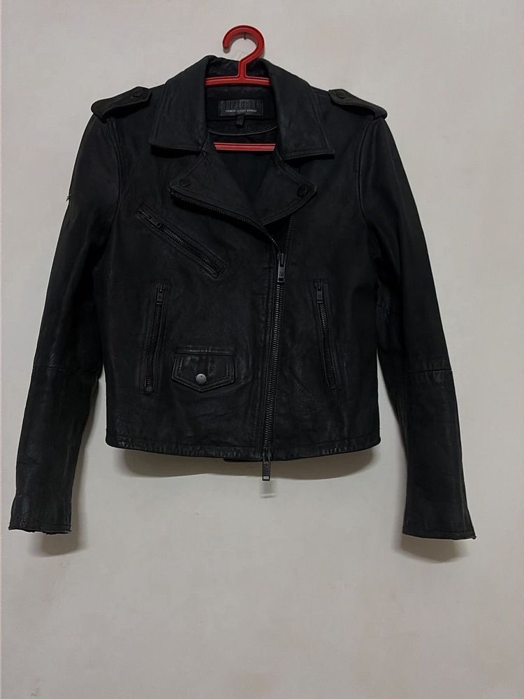 Superdry Premium Black Genuine Leather Biker Jacke