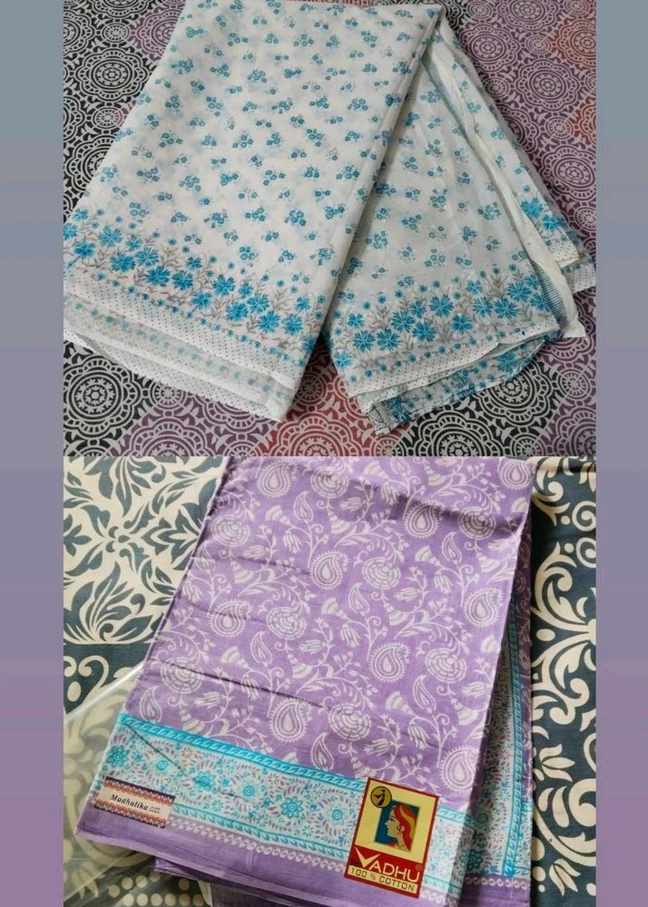 Combo of 2 Beautiful Floral Print Saree✨🤍💜