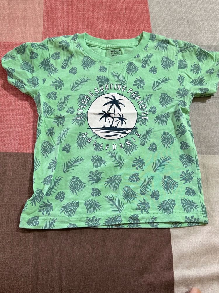 Kids Green Tropical Print T-Shirt