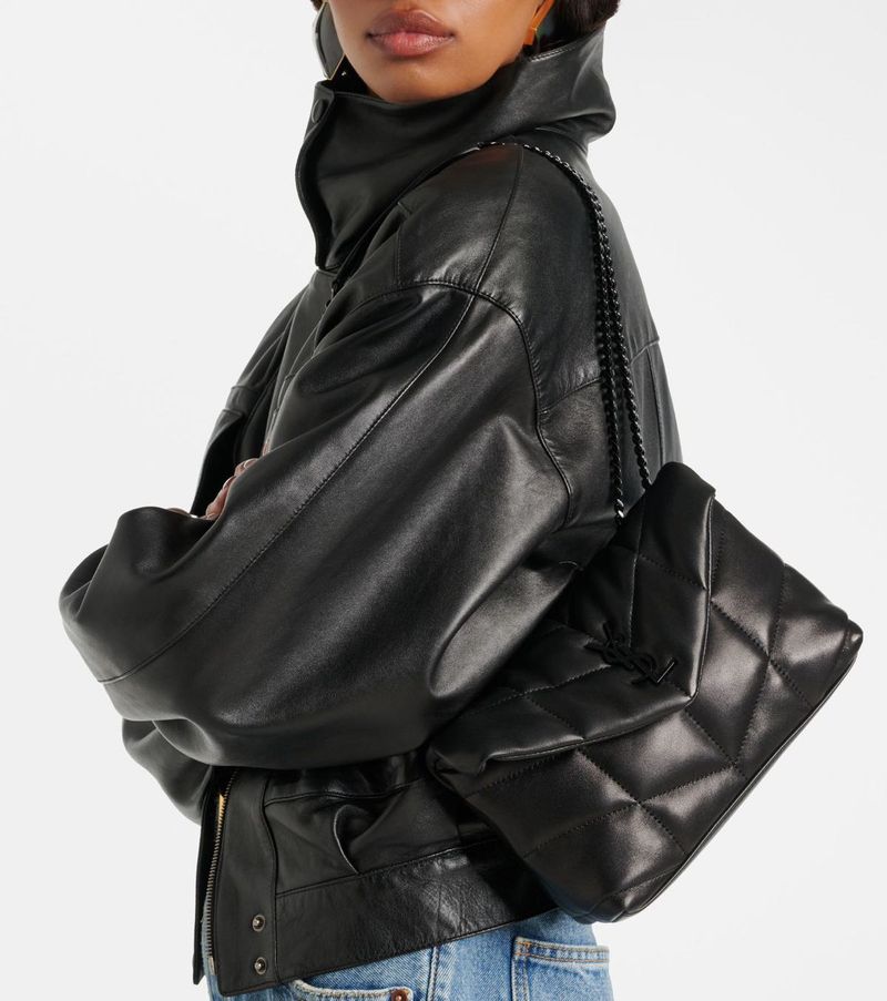 Saint Laurent Black Leather Puffer Bag