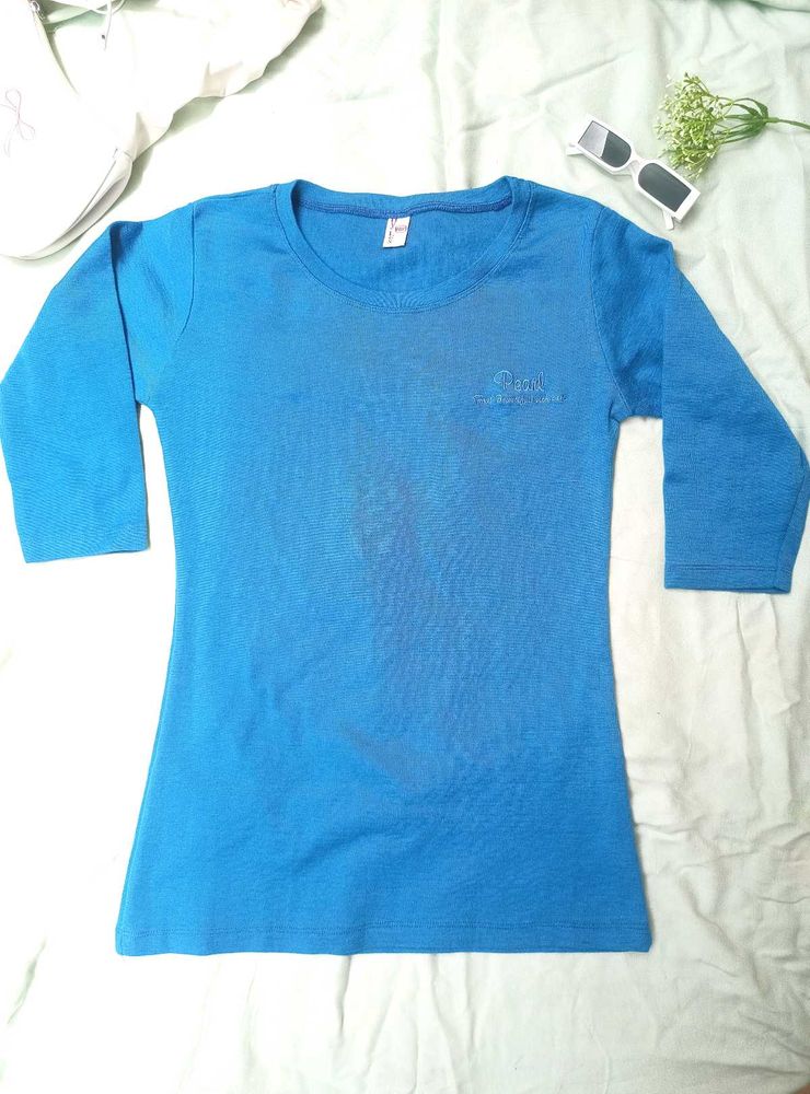 Bright Blue 3/4 Sleeve Top