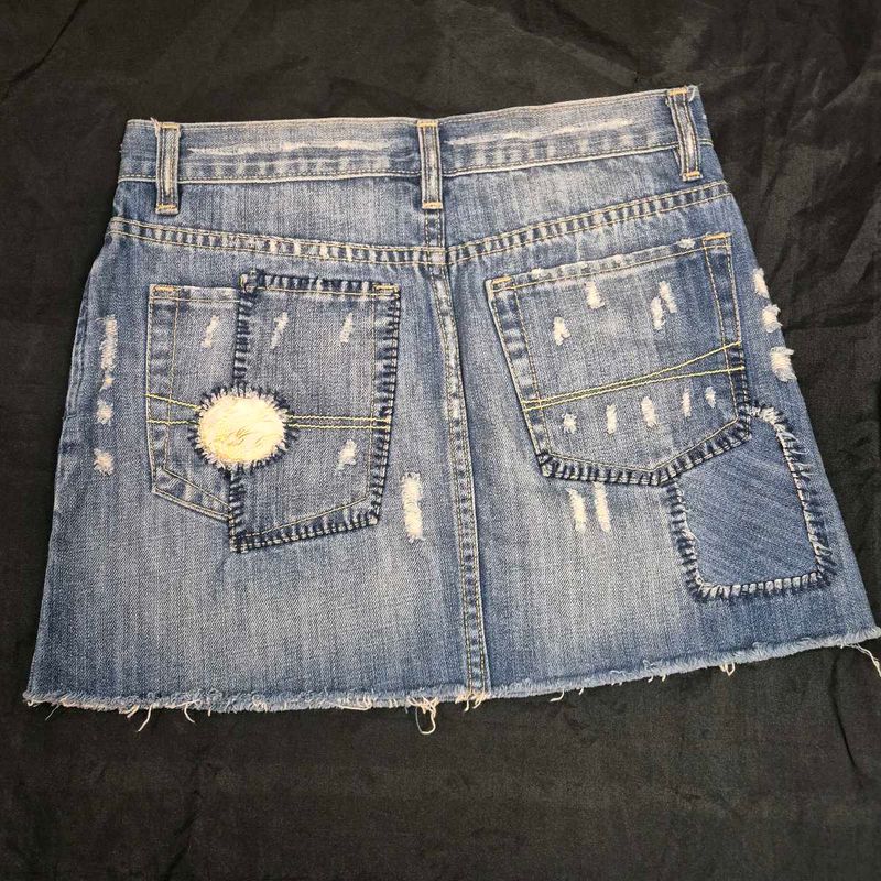 Distressed Denim Mini Skirt y2k