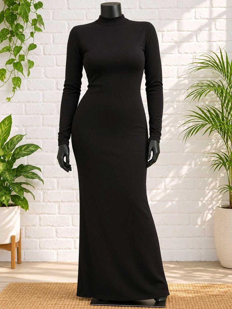 Elegant Black Long Sleeve Maxi Dress