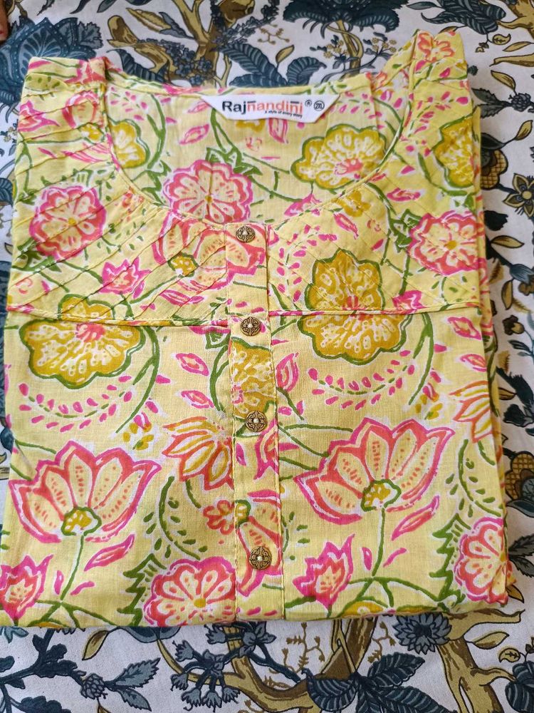 Vibrant Yellow Floral Print Kurta